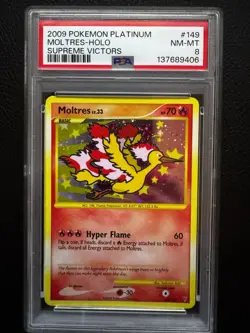 2009 POKEMON PLATINUM SUPREME VICTORS #149 MOLTRES-HOLO PSA 8 - Image 1
