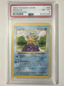 Pokemon PSA 8 Squirtle 063/102 Base Set (Shadowless) - Image 1