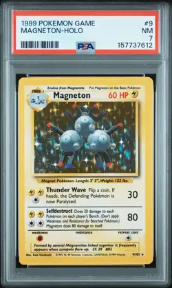1999 POKEMON BASE SET UNLIMITED #9 MAGNETON-HOLO PSA 7 - Image 1