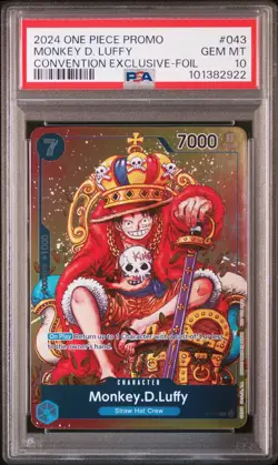 2024 One Piece Promos Monkey D. Luffy #043 Convention Exclusive-Foil PSA 10 - Image 1