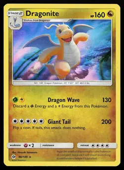 Dragonite 96/149 Holo Rare Sun & Moon Base Set Pokemon Card - Image 1