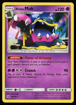 Alolan Muk 58/149 Holo Rare Sun & Moon Base Set Pokemon Card - Image 1