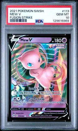 2022 Pokemon SWSH Fusion Strike # 113 Mew V PSA 10 Card GEM MINT! Free Shipping! - Image 1