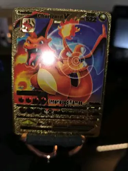 Pokemon Interlaced Flames Charizard V Gold Foil Card LV. 92 HP 522 Fan Art - Image 1