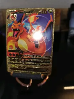 Pokemon Interlaced Flames Charizard V Gold Foil Card LV. 92 HP 522 Fan Art - Image 2
