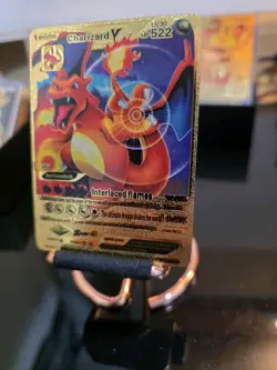 Pokemon Interlaced Flames Charizard V Gold Foil Card LV. 92 HP 522 Fan Art - Image 3