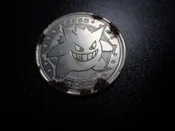 Pokemon Card Meiji Promo Metal Battle Coin Silver Gengar #6520 HEAVY PLAY - Image 4