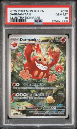 2025 Pokemon Black Bolt # 098 Darmanitan Illustration Rare PSA 10 Card GEM MINT! - Image 1