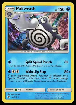 Poliwrath 32/149 Holo Holo Rare Sun & Moon Base Set Pokemon Card - Image 1