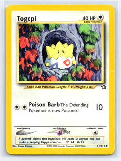 Togepi 51/111 Neo Genesis Pokemon Unlimited MP/HP - Image 1
