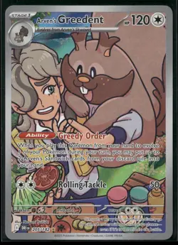 Pokemon Arven's Greedent Illustration Rare 205/182 DRI SV10: Destined Rivals NM - Image 1