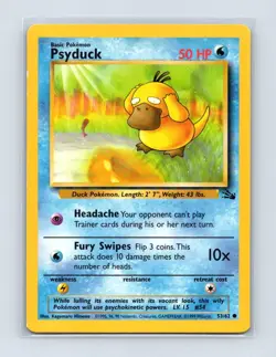 Psyduck 53/62 Common Fossil Pokemon Unlimited Lightly Played - Image 1