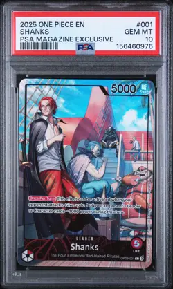 2025 ONE PIECE PROMOS PSA MAGAZINE EXCLUSIVE #001 SHANKS PSA 10 - Image 1