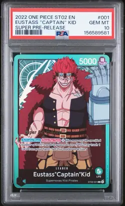 2022 One Piece Eustass Captain Kid Super Pre-Release ST02-001 PSA 10 - Image 1