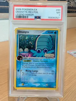 2006 Pokemon EX Omanyte Reverse Holo Legend Maker #60 PSA 7 Near Mint Stamped - Image 1