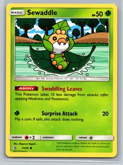 Sewaddle 7/236 Unified Minds Basic Grass-Type Ability Surprise Common Pokemon - Image 1