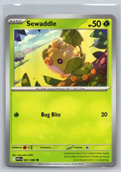 Sewaddle 001/086 White Flare Grass Type Basic Sewing Pokemon TCG Unova - Image 1