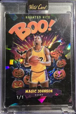 2025 Wild Card Haunted Hits Magic Johnson 1/1 Black Cracked Ice BOO! + Bonus 1/1 - Image 2