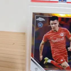 Topps Chrome UCL Benjamin Sesko PSA 10 Purple Gold Star Ball Card 2021-22 - Image 3