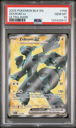 2025 Pokemon Black Bolt #158 Zekrom EX Ultra Rare PSA 10 Card GEM MINT Free Ship - Image 1