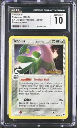 CGC 10 TROPIUS EX DRAGON FRONTIERS 23 REVERSE HOLO FOIL POKEMON GEM MINT - Image 1