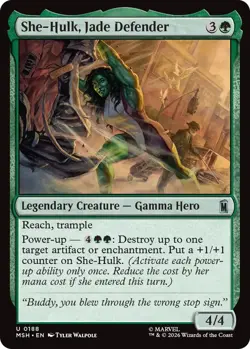 x4 She-Hulk, Jade Defender - Foil U MTG Marvel Super Heroes M/NM, English - Image 1