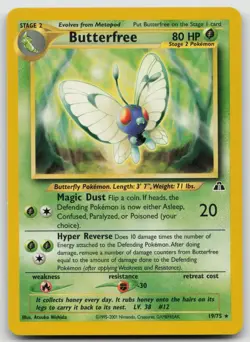 Butterfree 19/75 Rare Neo Discovery Pokemon Unlimited Lightly Played - Image 1