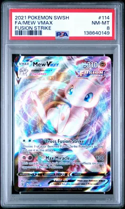 2021 POKEMON SWORD & SHIELD FUSION STRIKE #114 FULL ART/MEW VMAX PSA 8 - Image 1