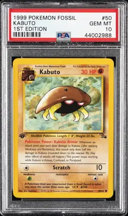 1999 POKEMON FOSSIL 1ST EDITION #50 KABUTO PSA 10 - Image 1
