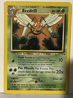 Beedrill 18/75 Neo Discovery LP Pokemon Fast Shipping - Image 1