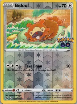 Pokemon TCG Bidoof 059/78 Pokemon GO Rev Holo LP - Image 1