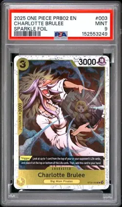 2025 One Piece PRB02 EN Charlotte Brulee SPARKLE FOIL #003 PSA 9 MINT - Image 1