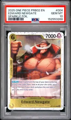 2025 One Piece PRB02 EN Edward Newgate PSA 10 GEM SPARKLE FOIL #004 - Image 1
