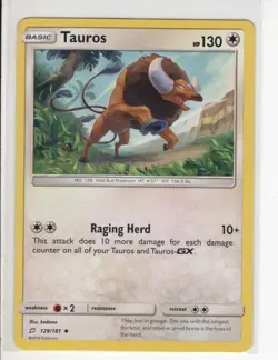 TAUROS TEAM UP SET POKEMON CARD 129/181 LP - Image 1
