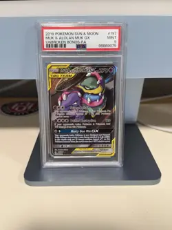 Pokemon Muk & Alolan Muk GX Unbroken Bonds Full Alt Art 197/214 PSA 9 - Image 1