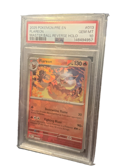 2025 Pokemon PRE EN Master Ball Reverse Holo #013 Flareon PSA 10 GEM MINT - Image 1