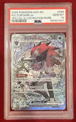 2026 Pokemon ASC EN N’s Zoroark ex #286 Special Illustration Rare PSA 10 - Image 1