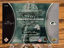 2003 Upper Deck Sweet Spot Classics Brett Favre Patch Gold /25 Green Bay Packers - Image 2