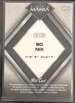 BO NIX 2023 Wild Card Auto Mania AUTO RC 5/10 DENVER BRONCOS OREGON - Image 2