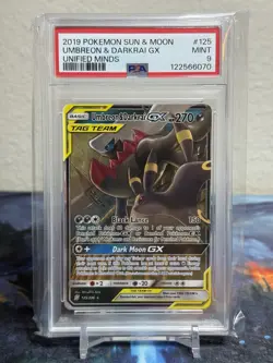Pokemon TCG Umbreon & Darkrai GX Card 125/236 Tag Team Unified Minds Psa 9 Mint - Image 1
