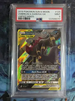 Pokemon TCG Umbreon & Darkrai GX Card 125/236 Tag Team Unified Minds Psa 9 Mint - Image 3