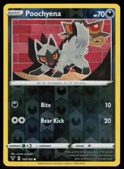 Poochyena 103/185 Common Vivid Voltage Pokemon Reverse Holo Lightly Played - Image 1