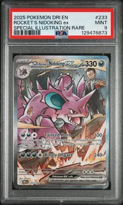 Team Rocket's Nidoking EX 233/182 Special Illustration Rare Pokemon PSA 9 - Image 1