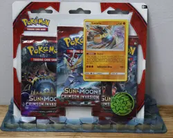 Pokemon Sun & Moon Crimson Invasion 3 Pack Blisters Lucario Triple Pack 2017 - Image 1