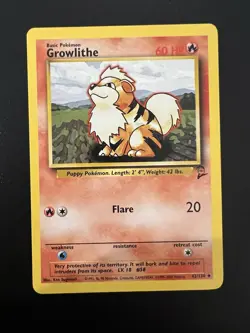 Growlithe 42/130 Base Set 2 2000 Pokemon Card Uncommon NM - Image 1