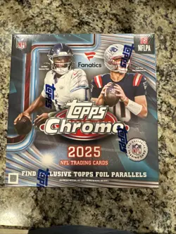 2025 Topps Chrome NFL Football Sealed FANATICS EXCLUSIVE Mega Box IN HAND - Image 2