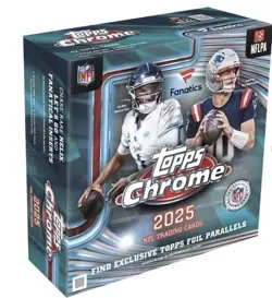 2025 Topps Chrome NFL Football Sealed FANATICS EXCLUSIVE Mega Box IN HAND - Image 3