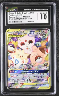 Togepi & Cleffa & Igglybuff Gx 143a/236 Small But Mighty Pokemon CGC 10 Gem Mint - Image 1