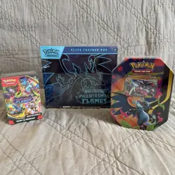 Pokemon TCG Charizard Tin + Phantasmal Flames ETB & Booster Bundle, English - Image 1