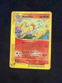 Ninetales H19/H32 Aquapolis Pokemon Card Holo Rare LP/MP Swirl - Image 1